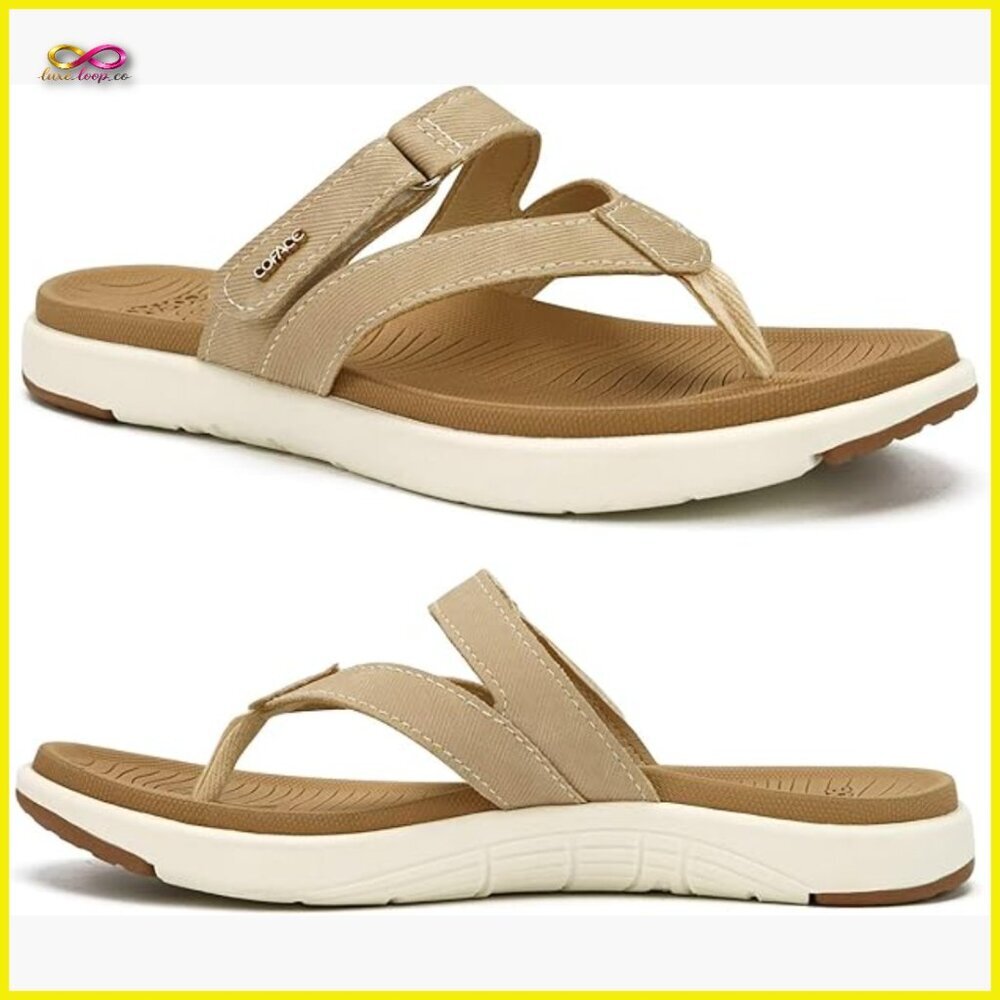 Orthotic Flip Flops Arch Support Cushioned Yoga Mat Footbed Adjustable Thong